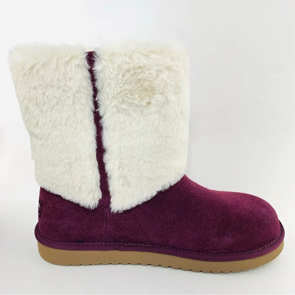 NEW Koolaburra by UGG Women’s Faux Fur Winter Boots Size 9 US - Plum & White - Picture 11 of 15